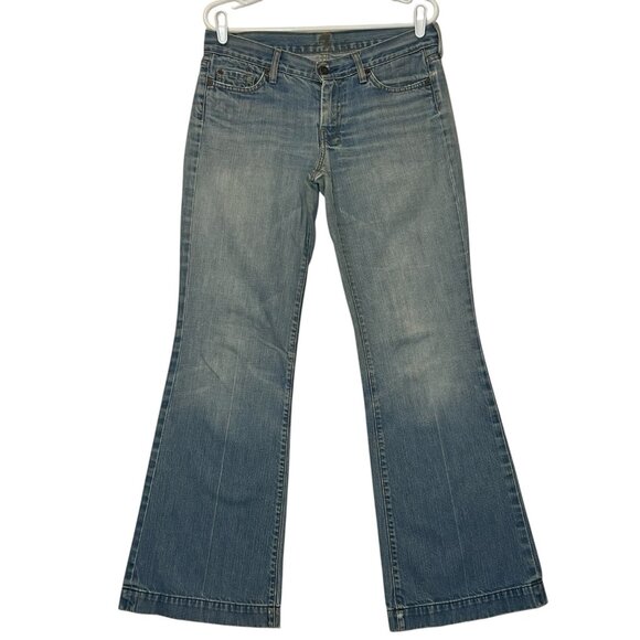 7 For All Mankind Denim - 7 For All Mankind Dojo Jeans Women’s Size 29 Flare Low Rise Blue Zipper Cotton